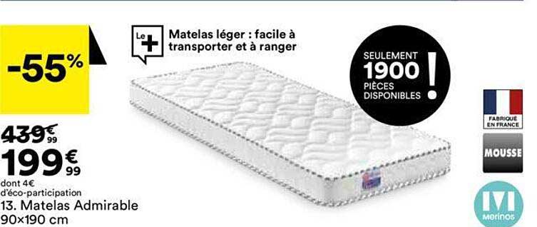 matelas admirable 90 x 190 cm merinos