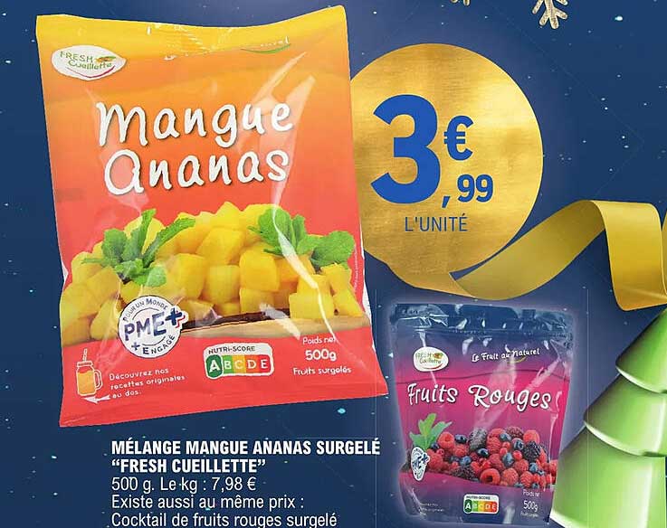 mélange mangue ananas surgelé "fresh cueillette"