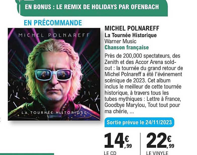 michel polnareff la tournée historique chanson française