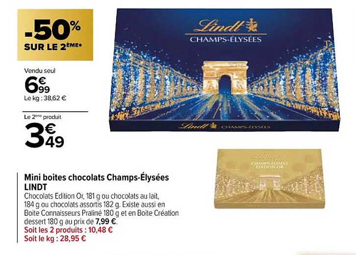 mini boites chocolats champs-élysées lindt