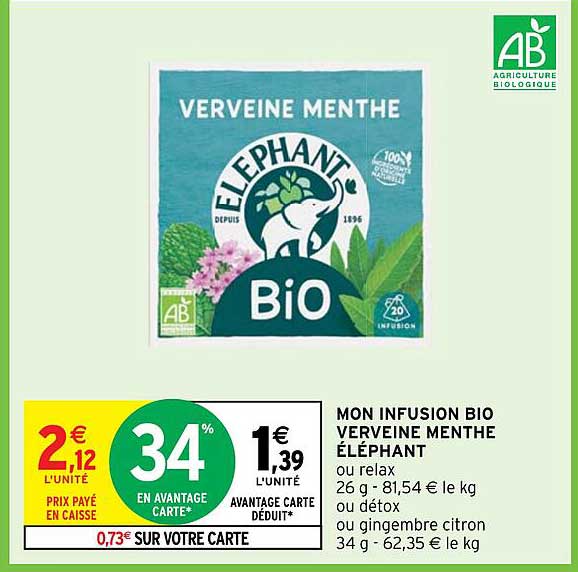 mon infusion bio verveine menthe éléphant