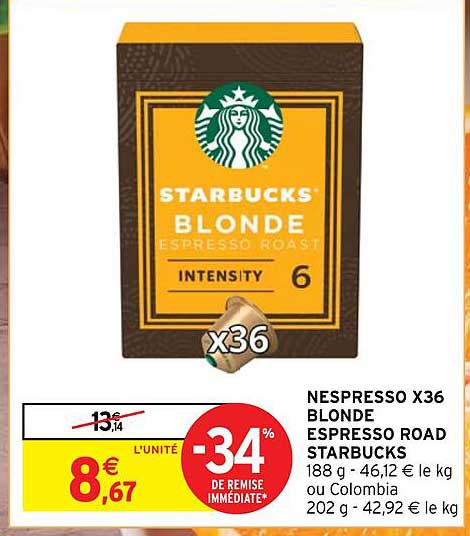 nespresso x36 blonde espresso road starbucks