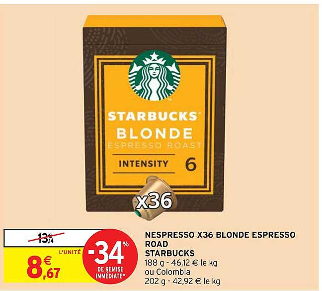 nespresso x36 blonde espresso road starbucks