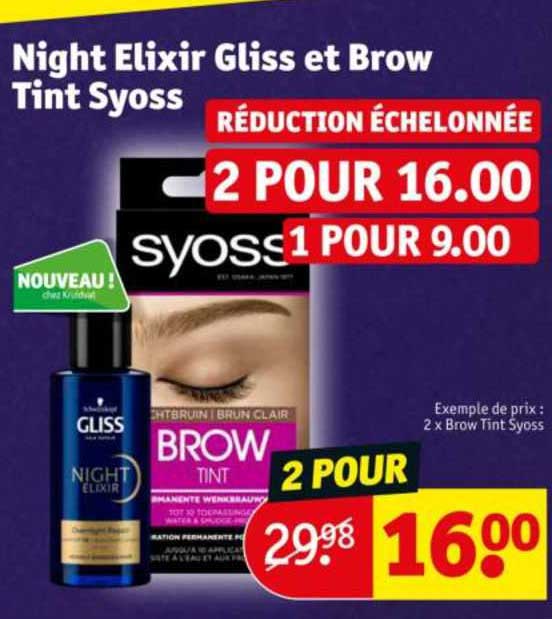 night elixir gliss et brow tint syoss