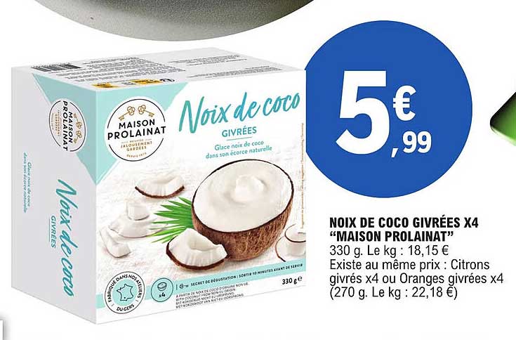 noix de coco givrées x4 "maison prolainat"