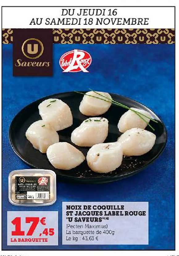 noix de coquille st jacques label rouge "u saveurs"