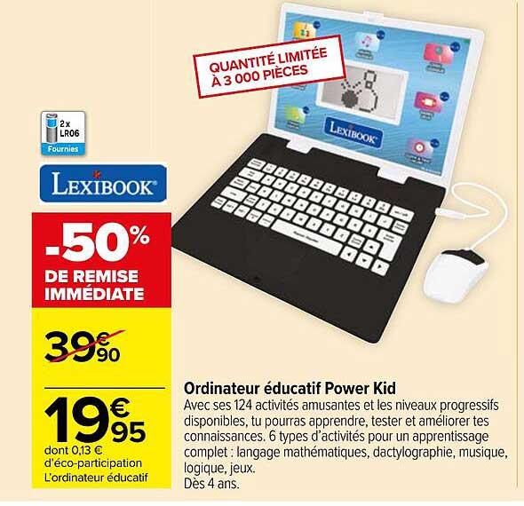 ordinateur éducatif power kid lexibook