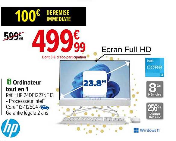 Ordinateur Tout En 1 23.8" Hp