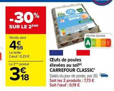 œufs de poules élevées au sol carrefour classic