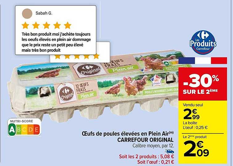 œufs de poules élevées en plein air carrefour original