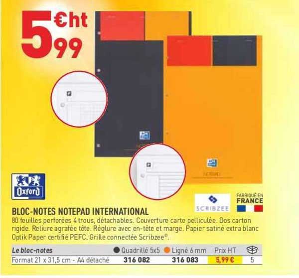 oxford bloc-notes notepad international