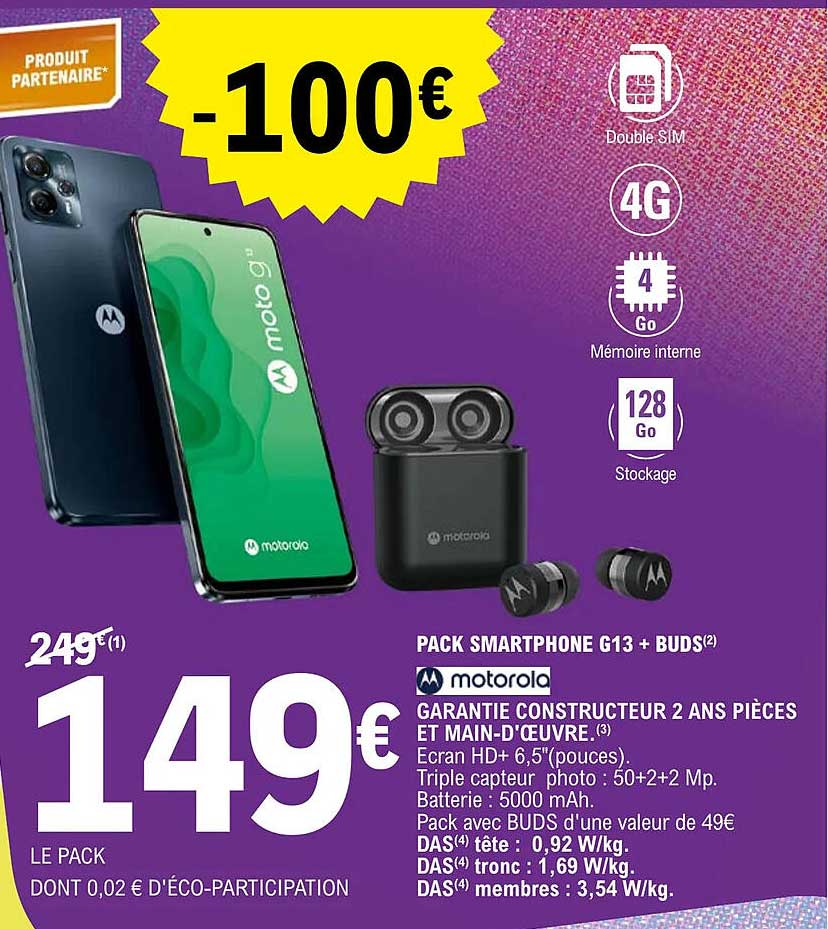 pac smartphone g13 + buds motorola