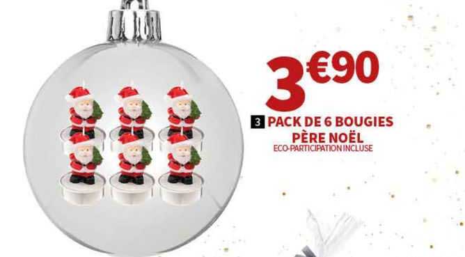 pack de 6 bougies père noël