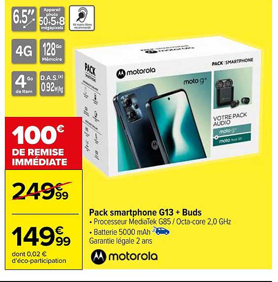 pack smartphone g13 + buds motorola