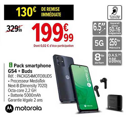 pack smartphone g54 + buds motorola