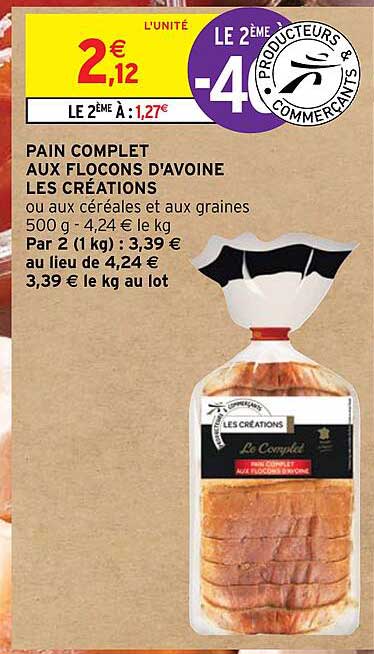 pain complet aux flocons d'avoine les créations