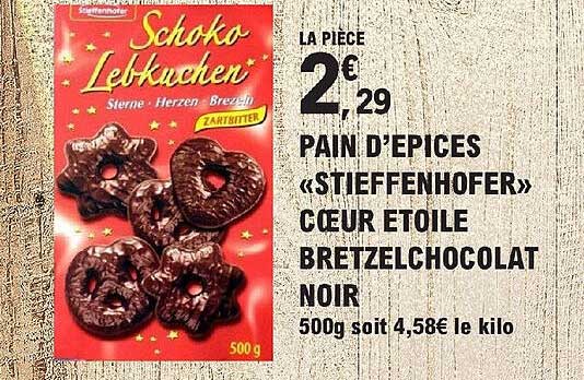 Pain D'épices "stieffenhofer" Cœur étoile Bretzel Chocolat Noir
