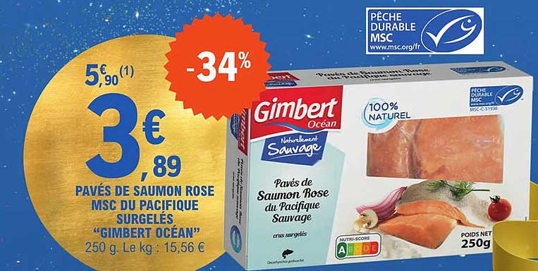 pavés de saumon rose msc du pacifique surgelés "gimbert océan"