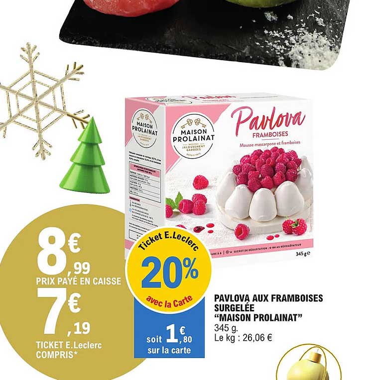pavlova aux framboises surgelée "maison prolainat"