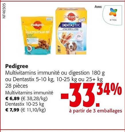 Pedigree Multivitamins Immunité Ou Digestion Ou Dentastix