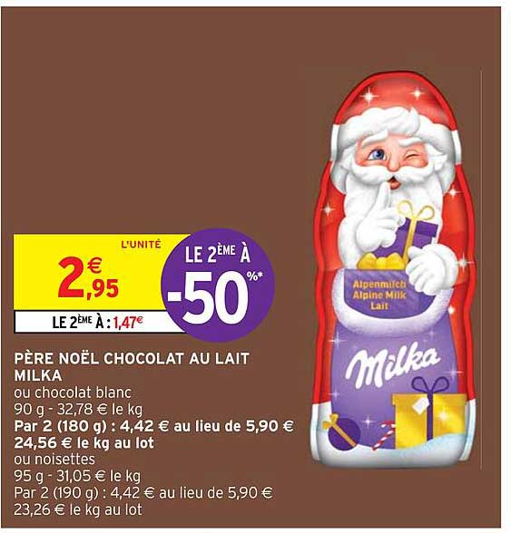 père noël chocolat au lait milka