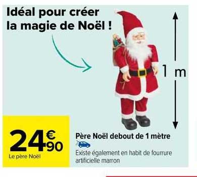 père noël debout de 1 mètre