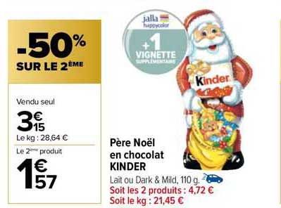 père noël en chocolat kinder
