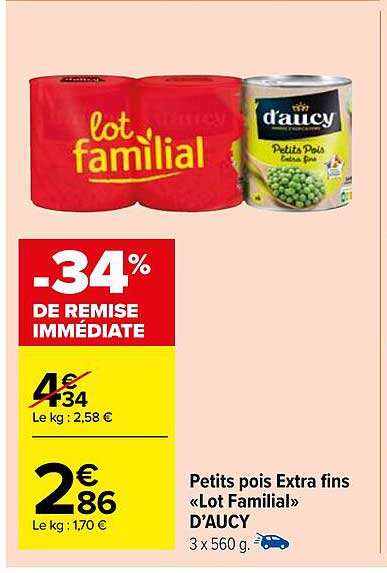 Petits Pois Extra Fins «lot Familial» D'aucy