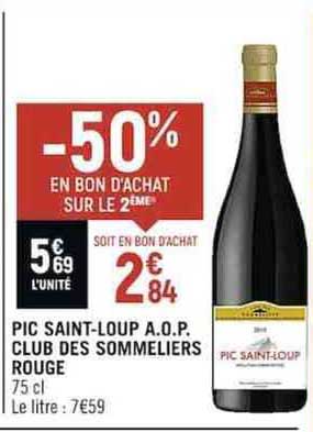 pic saint-loup a.o.p. club des sommeliers rouge