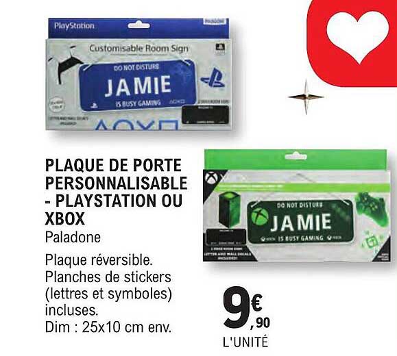 plaque de porte personnalisable - playstation ou xbox