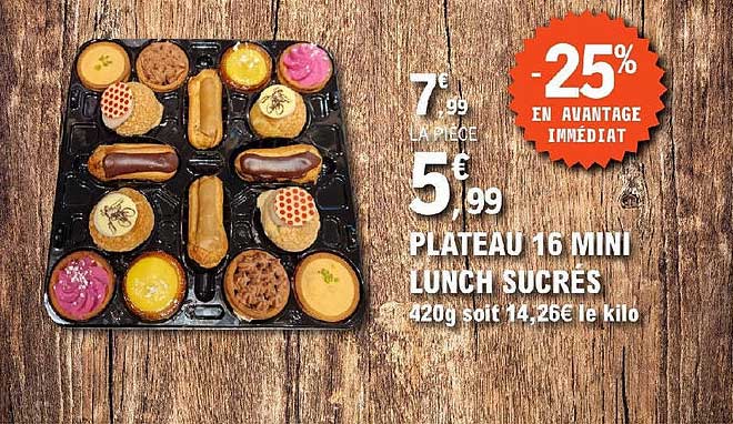 Plateau 16 Mini Lunch Sucrés