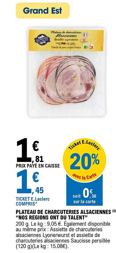 Plateau De Charcuteries Alsaciennes "nos Regions Ont Du Talent"