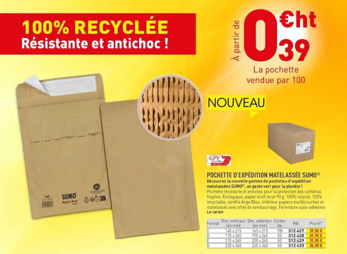 pochette d'expédition matelassée sumo