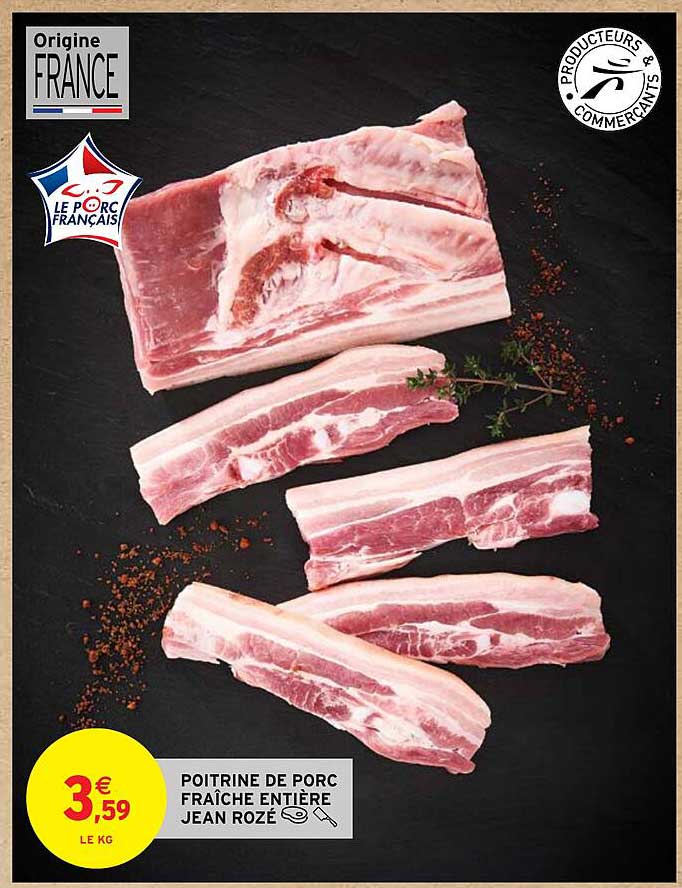 Poitrine De Porc Fraîche Entière Jean Rozé