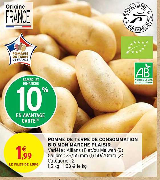 pomme de terre de consommation bio mon marché plaisir