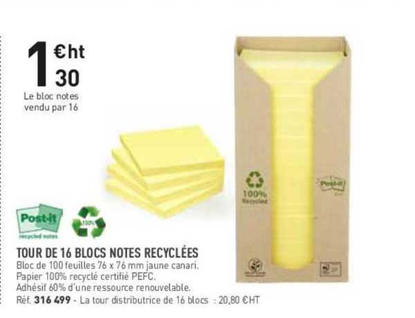 post-it tour de 16 blocs notes recyclées