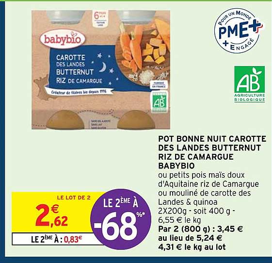 pot bonne nuit carotte des landes butternut riz de camargue babybio