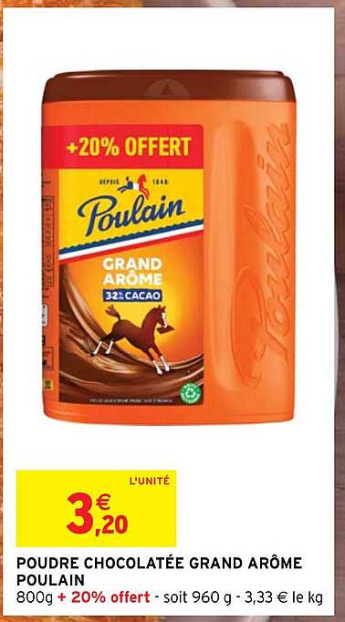 poudre chocolatée grand arôme poulain