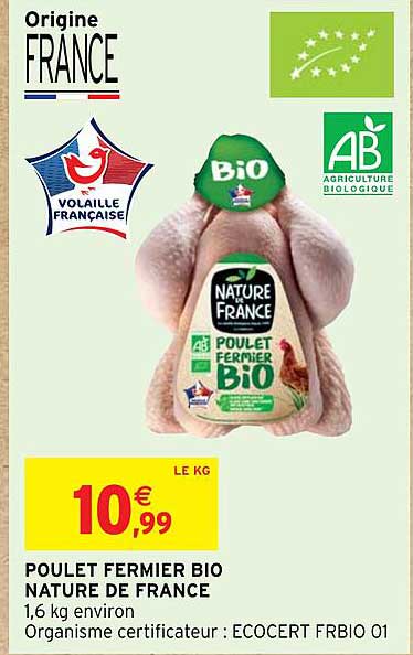 Poulet Fermier Bio Nature De France