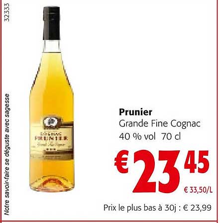 Prunier Grande Fine Cognac 40% Vol
