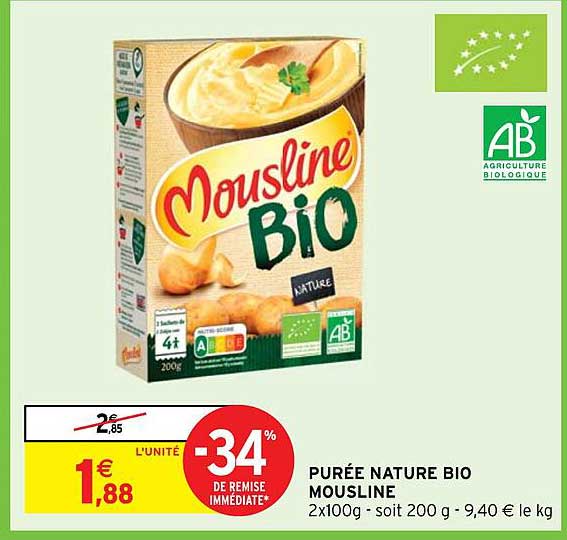 Purée Nature Bio Mousline