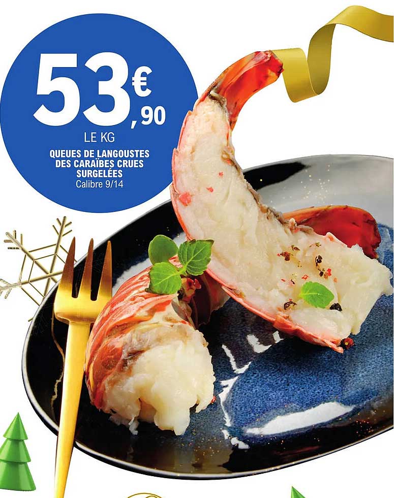 Queues De Langoustes Des Caraïbes Crues Surgelées