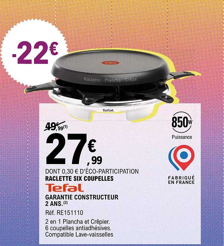 raclette six coupelles tefal