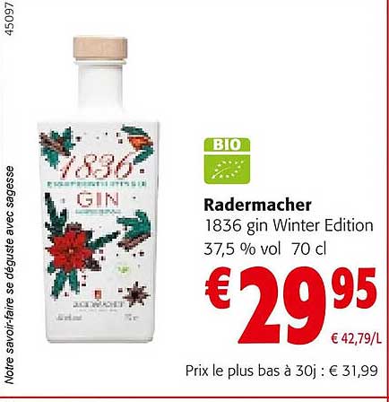 radermacher 1836 gin winter édition 37,5% vol