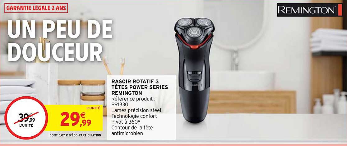 rasoir rotatif 3 têtes power series remington