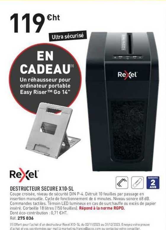 rexel destructeur secure x10-sl