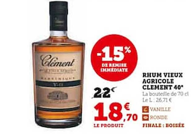 Rhum Vieux Agricole Clément 40°