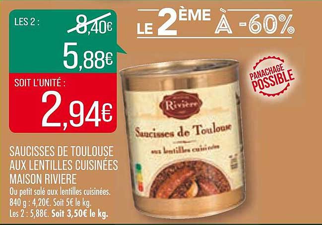 Saucisses De Toulouse Aux Lentilles Cuisinées Maison Rivière