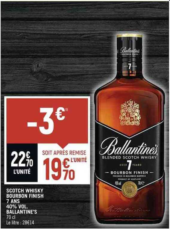 scotch whisky bourbon finish 7 ans 40% vol. ballantine's