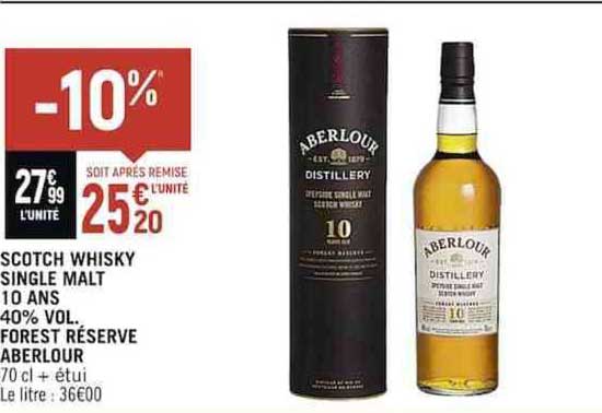 Scotch Whisky Single  Malt  10 Ans  40% Vol Forest Réserve Aberlour